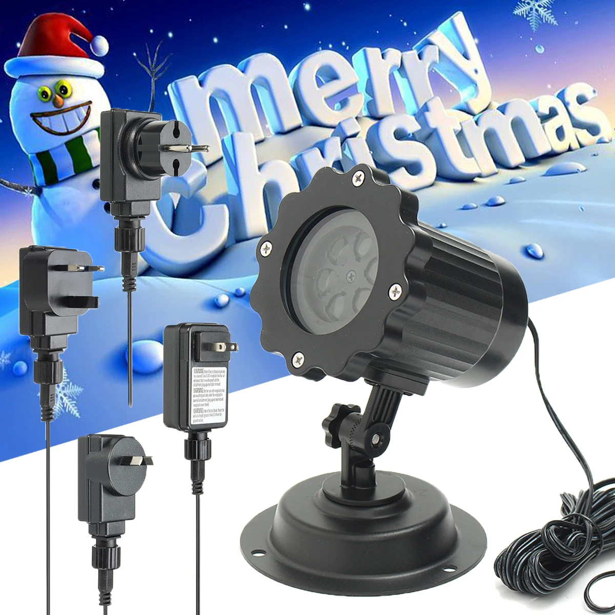 

Christmas 4W 100-240V Waterproof 4 LED Lights Stage Outdoor Moving Laser White Snowflakes Projector LED Light EU/US/AU/UK Plug