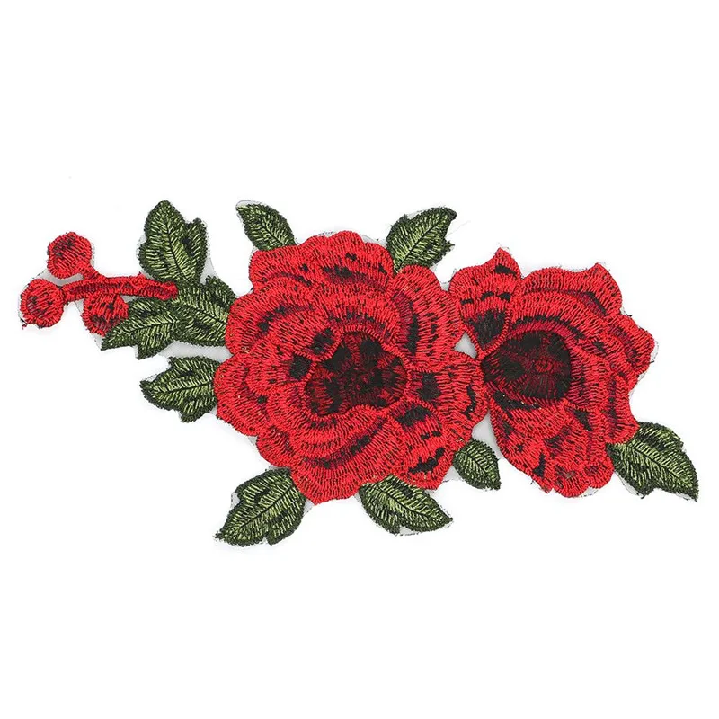 1 шт. Милая Красная роза цветок вышитые нашивки наклейка для одежды Parches Цветочная аппликация для вышивки нашивки Швейные аксессуары