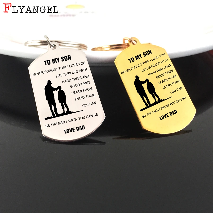 Novel Accessories For Couples Valentine Family Gift Engraved Keyring Jewelry Thanksgiving Day Dog Tag Stainless Keychain |