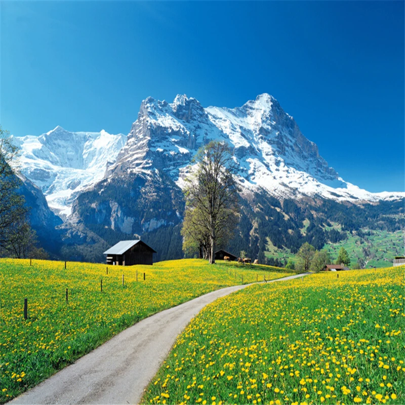 

beibehang Custom 3d mural wallpaper Modern three-dimensional bedroom TV backdrop Swiss Alps scenery 3d photo wallpaper