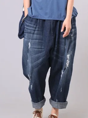 Осенняя коллекция года, дизайн, свободные хлопковые ковбойские штаны для отдыха - Цвет: Синий