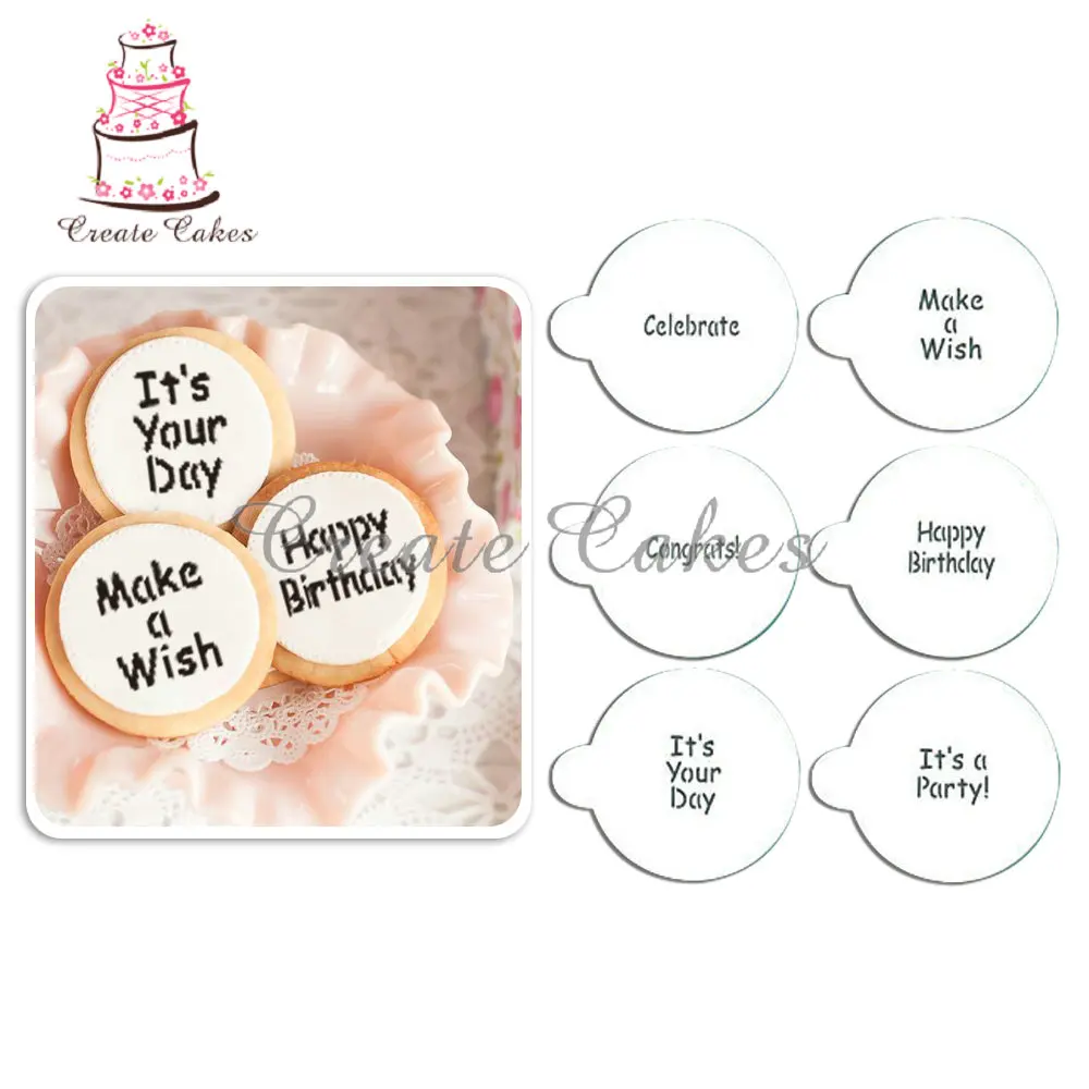 

It's a Party Letter Pattern Cookies Stencil Set Cupcake Stencil Stencil for Cake Decorating Tool Bakeware