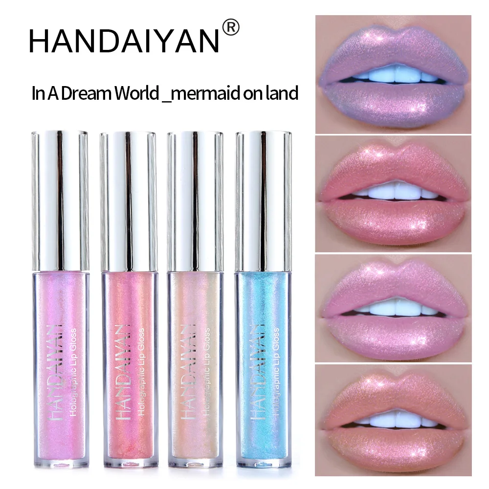 6 Colors Holographic Mermaid Lip Gloss Shimmer Glitter Liquid Lipstick