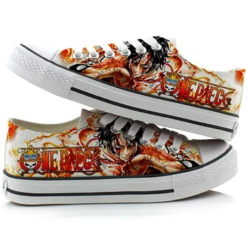 

Women Summer Hand-Painted Canvas Shoes Zapatos Mujer Anime One Piece Cosplay Shoes Halloween Monkey D Luffy shoes A50903