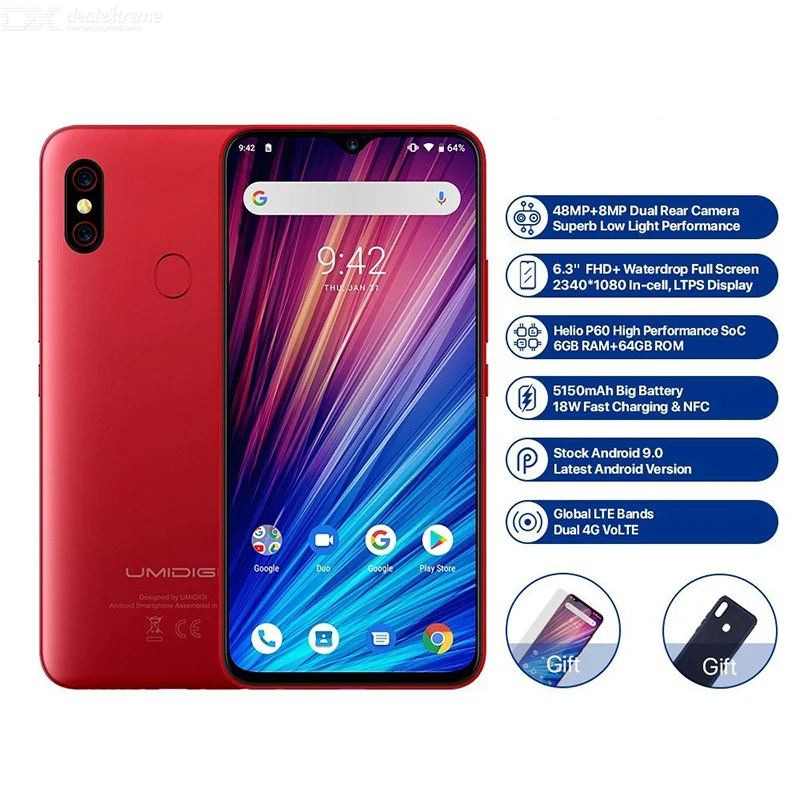 UMIDIGI F1 Play Android 9,0, камера 48 Мп+ 8 Мп+ 16 МП, 5150 мАч, 6 ГБ ОЗУ, 64 Гб ПЗУ, 6,3 дюймов, FHD+ Helio P60, глобальная версия, смартфон, двойной, 4G