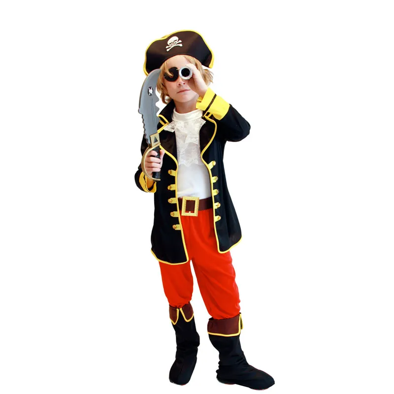 Boys Captain Halloween Costume Hat Top /& Pants