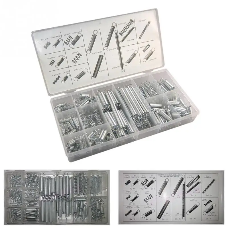 

Hot Selling 200Pcs Spring Set Extended Compression Expansion Tension Springs Zinc in Tray