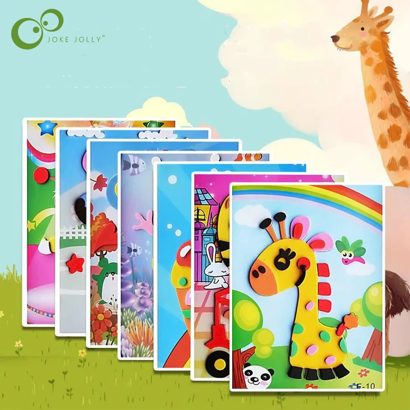 

1pcs 3D EVA Foam Sticker Multi-patterns Styles Random send DIY Cartoon Animal Puzzles For Children Kids Xmas gift LYQ