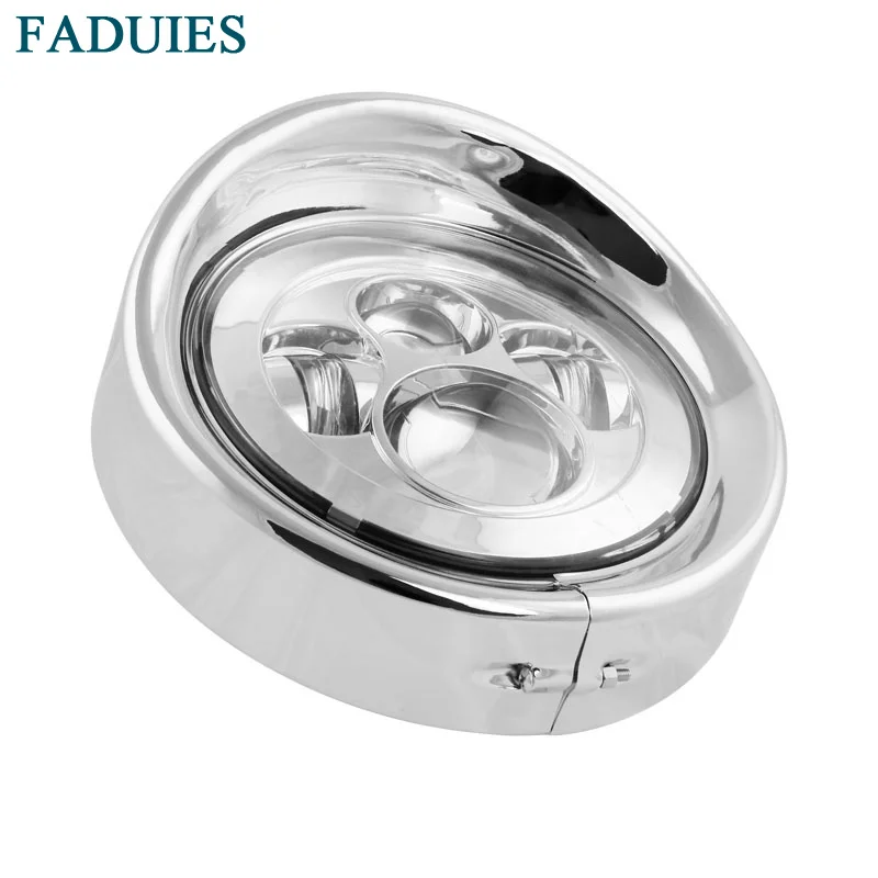 FADUIES 1psc 7inch BlackChrome LED Headlight Headlamp Trim Ring For Harley Touring Road King Electra Glide (3)