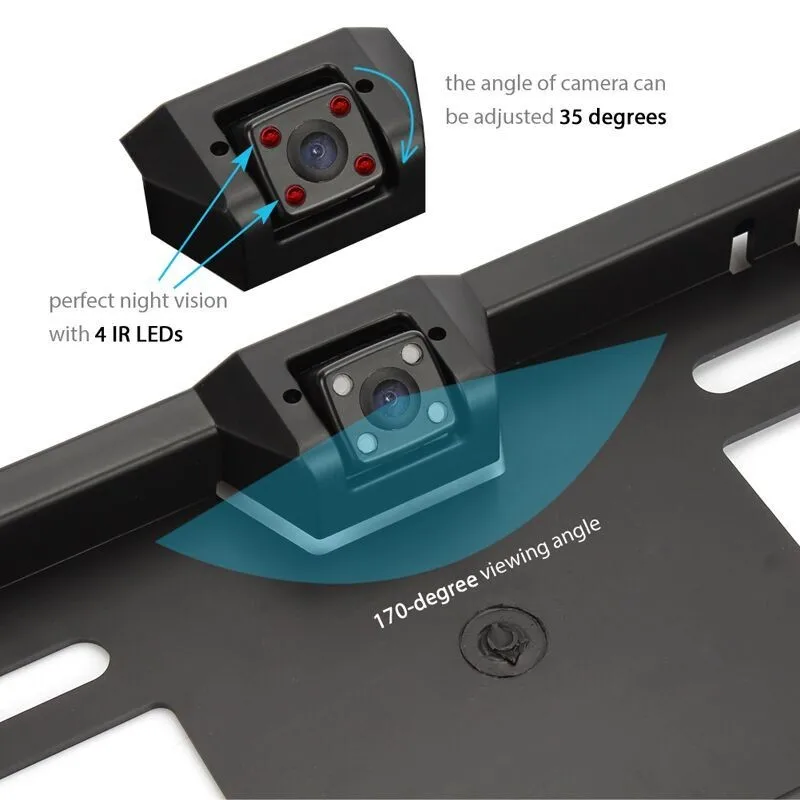 Водонепроницаемая Европейская Рамка для номерного знака, камера заднего вида, Автомобильная камера заднего вида, парковочная камера заднего вида с функцией ночного видения 170 градусов