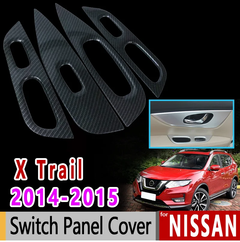 

for Nissan X-Trail T32 MK3 Chrome Carbon Fiber Switch Panel Cover High Quality 2014 2015 X Trail XTrail Accessories Car Sticker