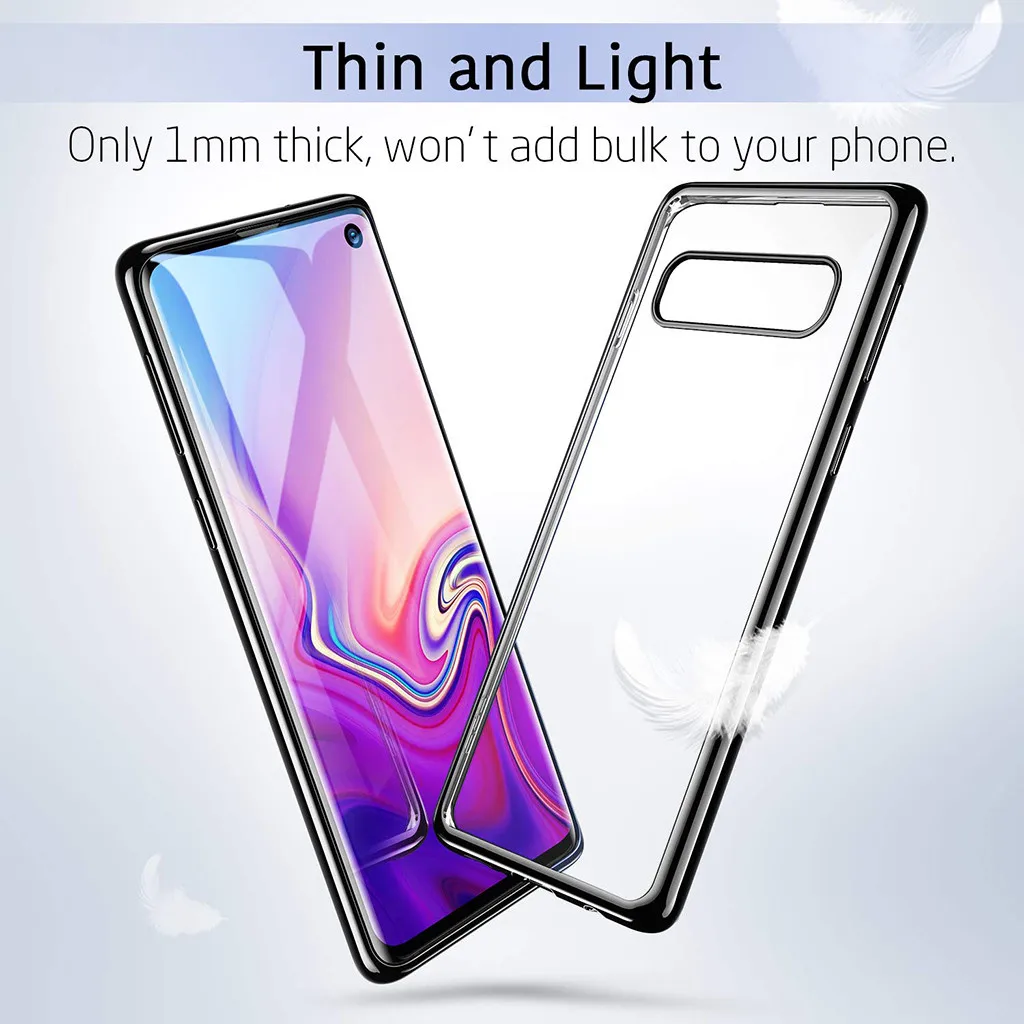 

samsung s10 case cover luxury fundas For Samsung S10 Clear Slim Thin Non-slip Back Hybrid Hard Case Cover 6.1 inch z73