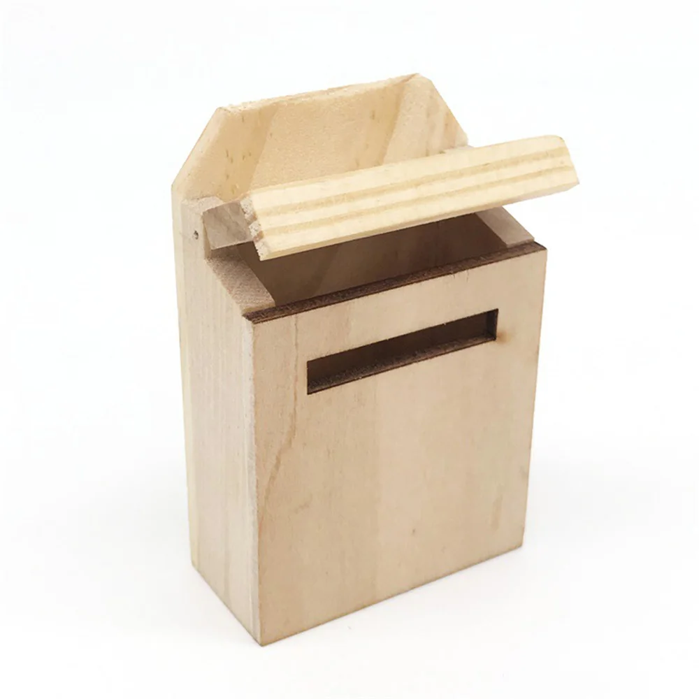 

1/12 Dollhouse Miniature Accessories Mini Wooden Vintage Mailbox Simulation Post Office Box Model Toys for Doll House Decoration
