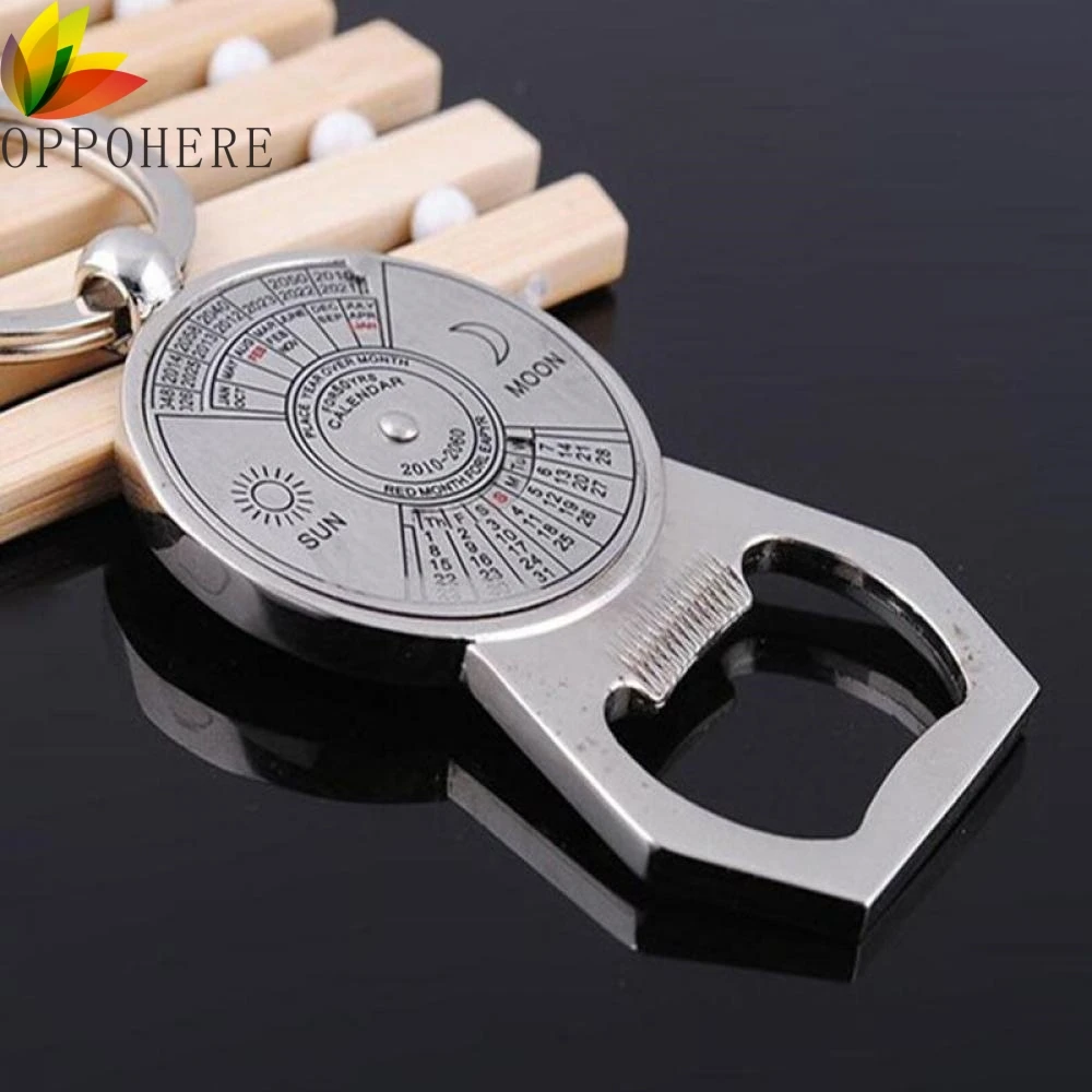 

50 Years Perpetual Compass Calendar Bottle Beer Cap Opener Keychain Keyring Keyfob Gift