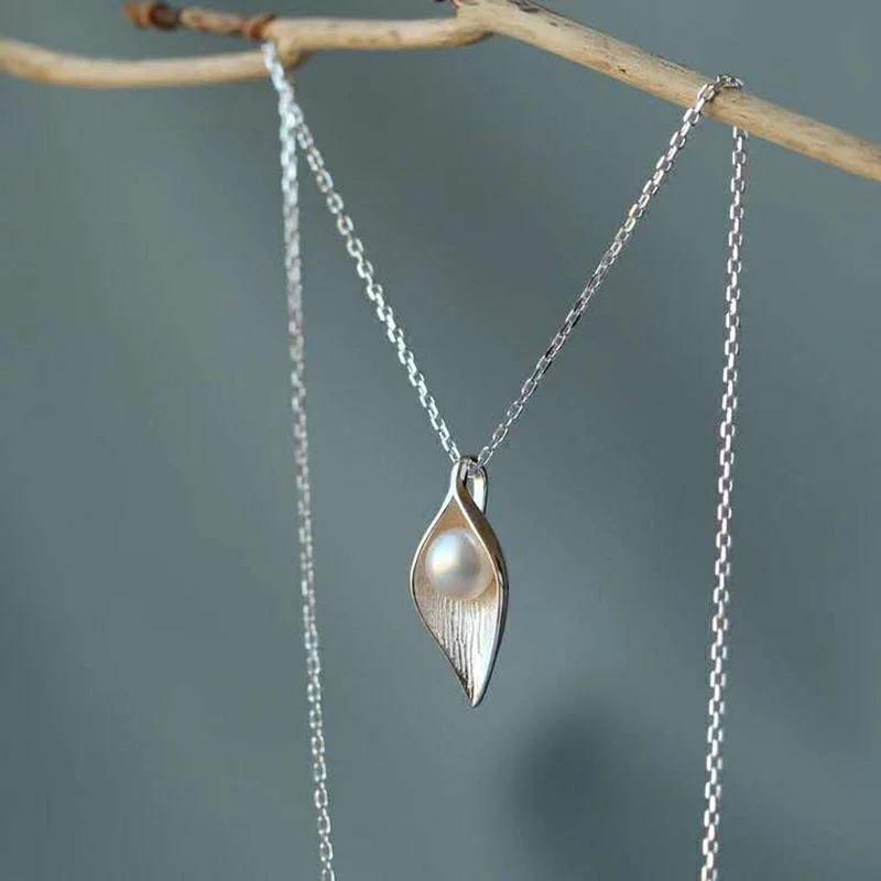 XIYANIKE, 925 пробы, серебряный пресноводный жемчуг, ожерелье с подвеской в виде листа, новое модное ожерелье для женщин, ювелирное изделие, свадебный подарок