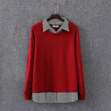 One Piece Sweater Women Plus Size 3 4 XL Casual Turn-down Collar Loose Knitting Sweaters Pullovers KK2990 One Piece Sweater Women Plus Size 3 4 XL Casual Turn-down Collar Loose Knitting Sweaters Pullovers KK2990