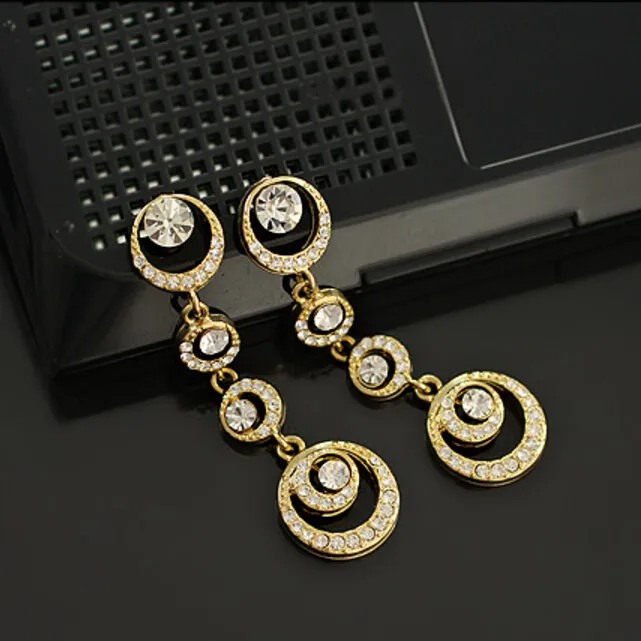 

Oriental beauty bridal accessories Korean jewelry full circle imitation earrings 8ED45