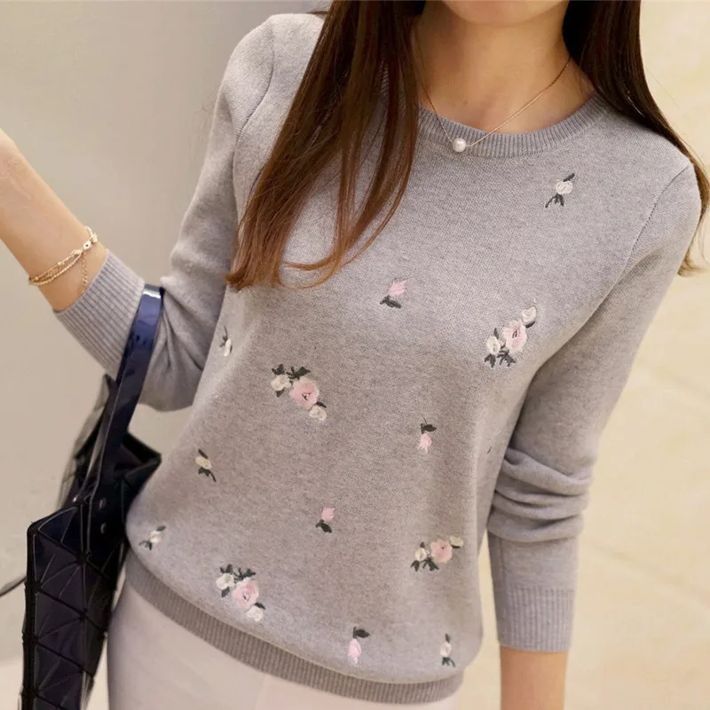 OHCLOTHING 2018 Autumn Sweater Women Embroidery Knitted Winter Women Sweater And Pullover Female Tricot Jersey Jumper Pull Femme