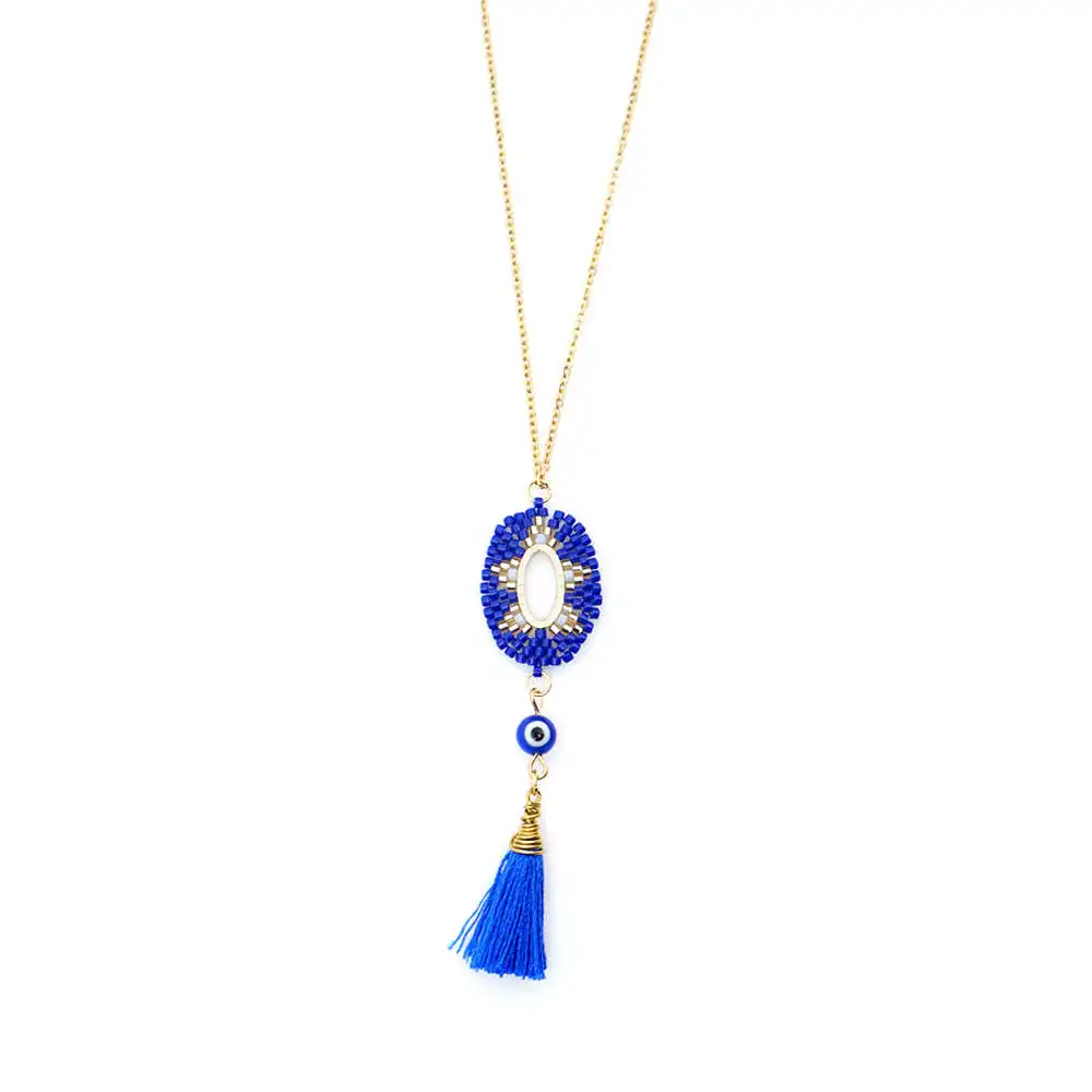 

Go2boho Necklace Blue Evil Eye Pendant Necklace Gold Chain Women Collares 2019 DIY Perles MIYUKI Jewelry Fashion Stainless Steel