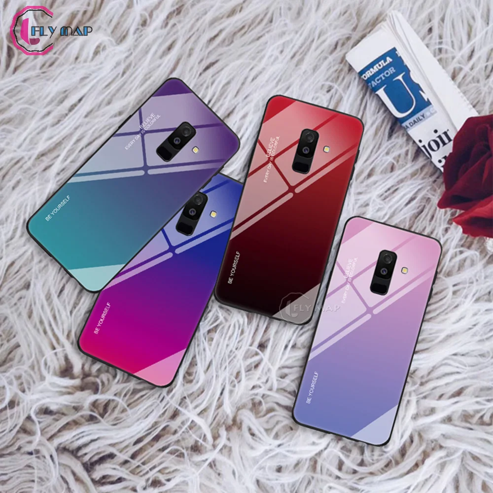 Градиентный чехол Aurora для Samsung Galaxy A8 2018 A530 A530F A530F/DS из закаленного стекла SM-A530F