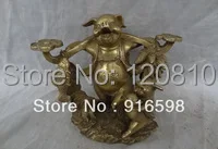 

Chinese Zodiac Brass Animals Sculpture Wealth Coin YuanBao RuYi Pig Fish Statue