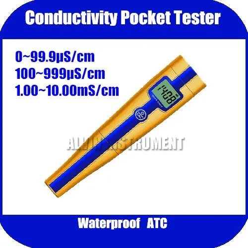 Проводимость Карманный тестер метр анализатор диапазон: 0~ 99.9uS; 100~ 999uS; 1,00~ 10,00 mS точность:+/-1% FS