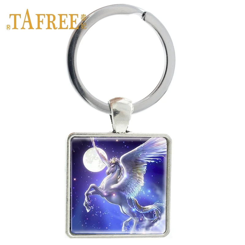 TAFREE lucky horse квадратный брелок Белый фантазия космический Ангел Единорог детский