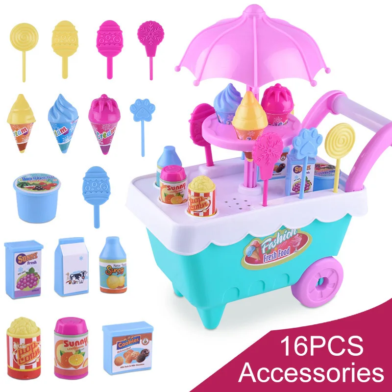 

Children Kitchen Pretend Play Toys Set Cutting Ice Cream Car Food Miniature Play Do House Education Toy Gift for Girls Kids 2018