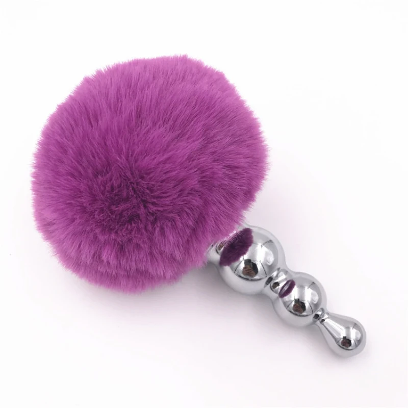 Anal Plug Purple Rabbit Tail Role Smooth Stainless Steel Anus Dilatatio Tube Butt Sex Toy for Couples H8-65F | Красота и здоровье