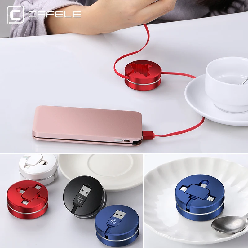 CAFELE USB Micro кабель type C кабель для samsung huawei Xiaomi зарядный кабель для iphone 8 7 6 Универсальный Выдвижной 3 в 1 порт