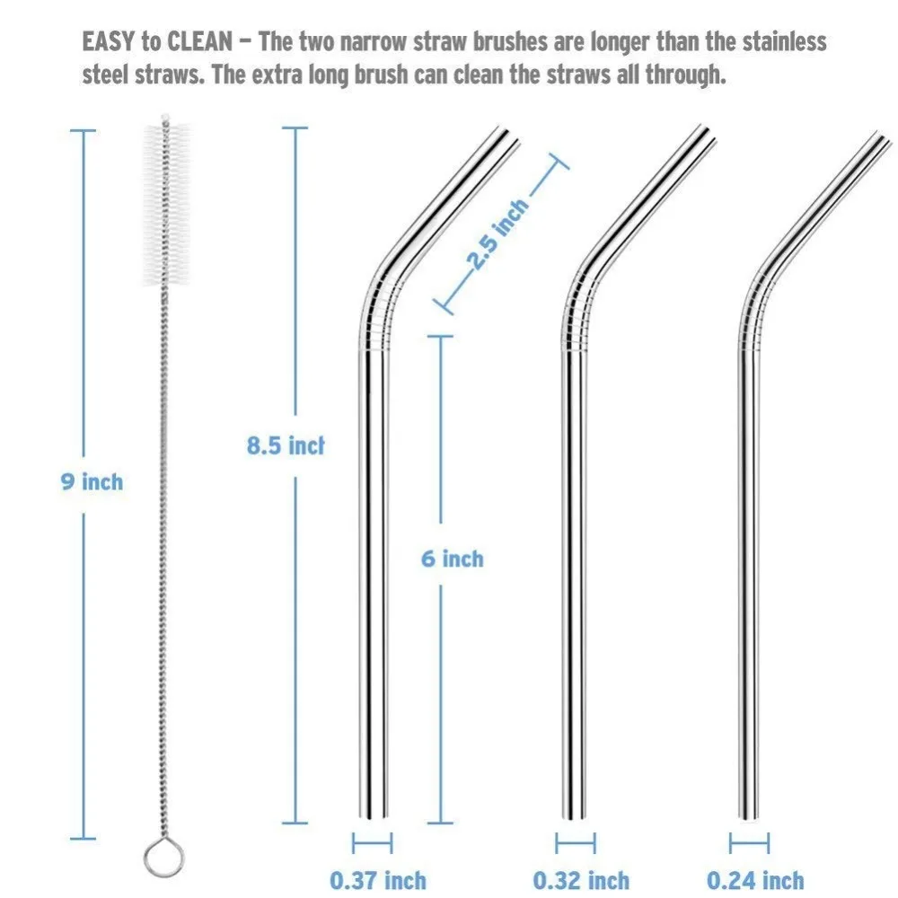Соломинки из нержавеющей стали, 8,5 дюймовые многоразовые соломинки для питья для стаканчиков 20 унций высокое качество соломинки для питья