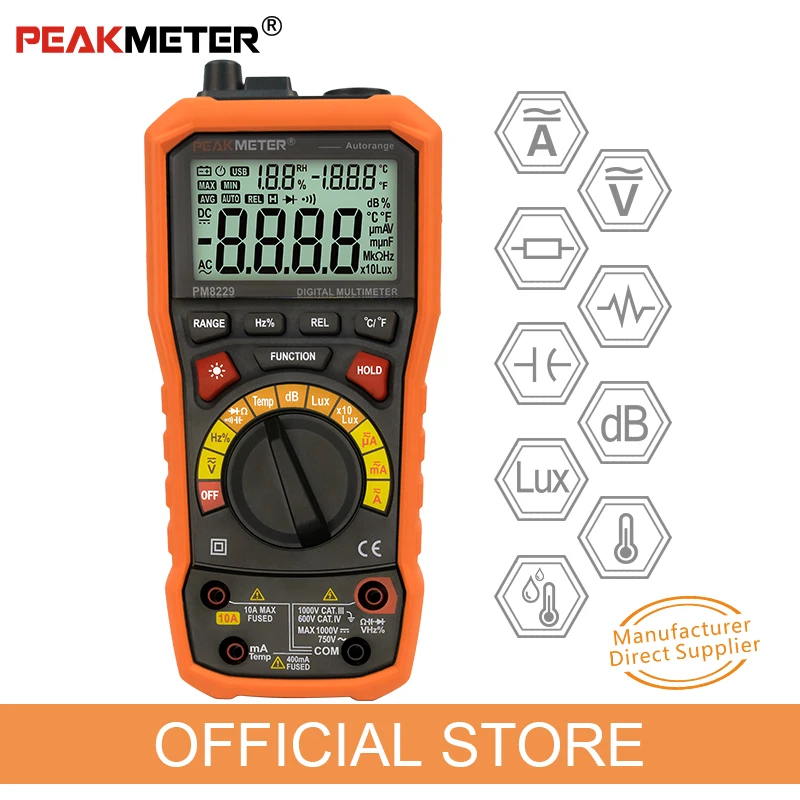 Автоматический цифровой мультиметр PEAKMETER PM8229 5 в 1 Многофункциональный