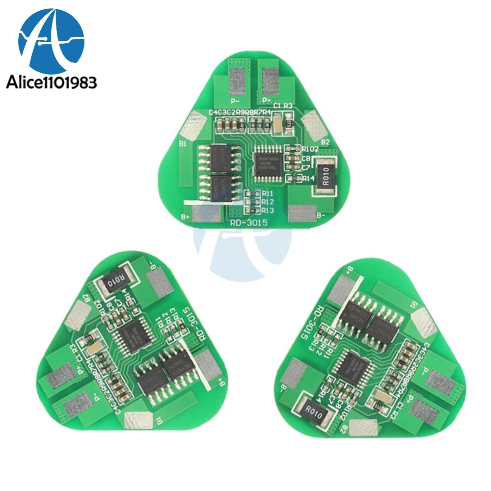 

3S 4A Li-ion Li-Po Cylindrical Prismatic Lithium Polymer Battery 3 Cell PCB Module Board Short Circuit Overcharge Protection BMS