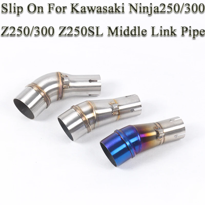 

Motorcycle Exhaust Muffler Z250 300 Modified Motorbike Stainless Steel Middle Link Pipe For Kawasaki Ninja250R Ninja 300 Z250SL