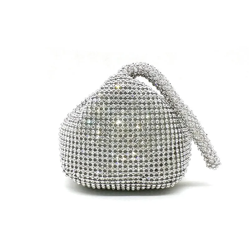Silver clutch Новинка, модная Изысканная вечерняя сумочка с кристаллами, элегантная сумочка, вечерние сумки, стразы, сумка-тоут, блестящий кошелек, маленькие сумочки с кристаллами - Цвет: Silver clutch