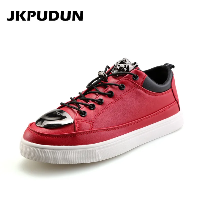 British Fashion Mens Hip Hop Shoes Casual Luxury Brand 2016 Designer Red Men Shoes Leather