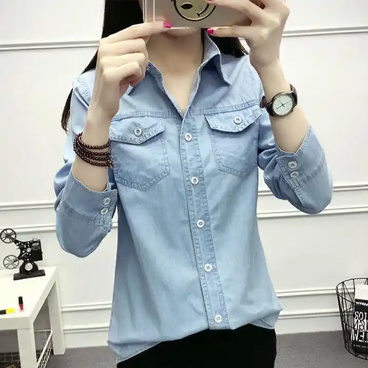 womens plus denim shirt