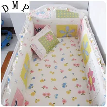 Промо-акция! 6 шт., детское постельное белье с рисунком для малышей, набор для детской кровати, набор с вышивкой, включает в себя(бамперы+ простыня+ наволочка