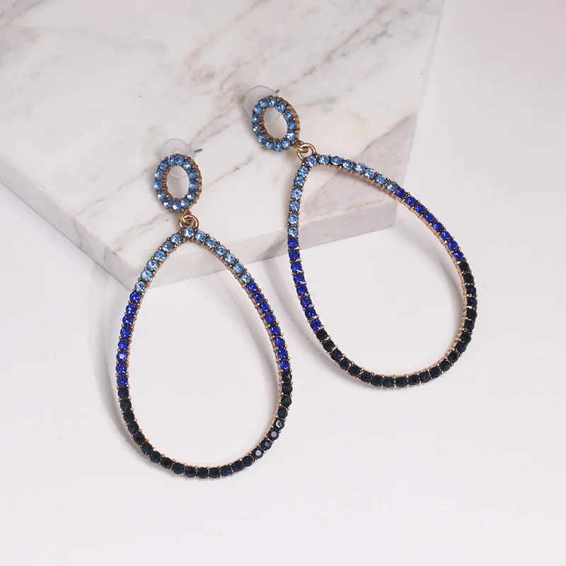 

JUJIA Korea Fashion Rhinestone Drop Dangle Earrings for Women Blue Drop Earrings ZA Jewelry Gift Free Shipping