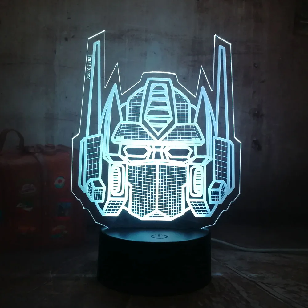 Optimus Prime игрушки для мальчиков Трансформеры 3D Светодиодная иллюзия настольный RGB