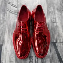 Wert Lackleder Flache Plateauschuhe Reine Farbe Muffin Schuhe Friseur Männer Schuhe Luxus Marke Zwei Ton Herren Schuhe Modell