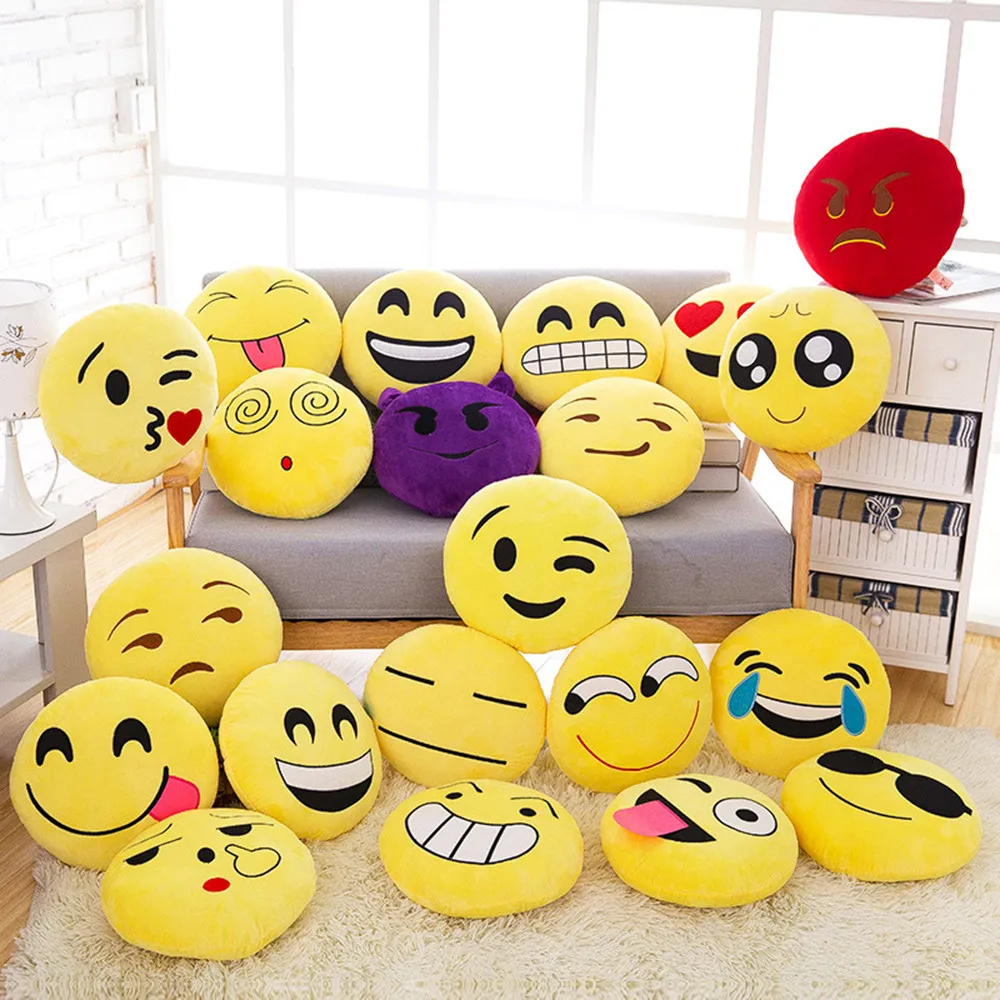 

Keythemelife Cute Creative Smile Emoji pillow 10x10cm Cushion Cartoon Facial QQ Expression Home So Bed Throw Pillow DA fa