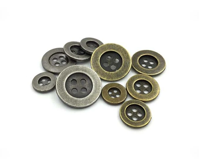 Silver Metal Buttons 4 PIECES / Antique Silver Buttons/ 1/ 25mm