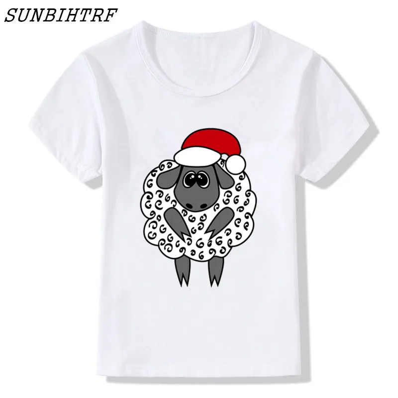 

Crazy Sheep Print Kids Funny T-shirt Summer Short Sleeve White Tee Cotton Fabric Custom Children Tops Breathable Baby Clothes