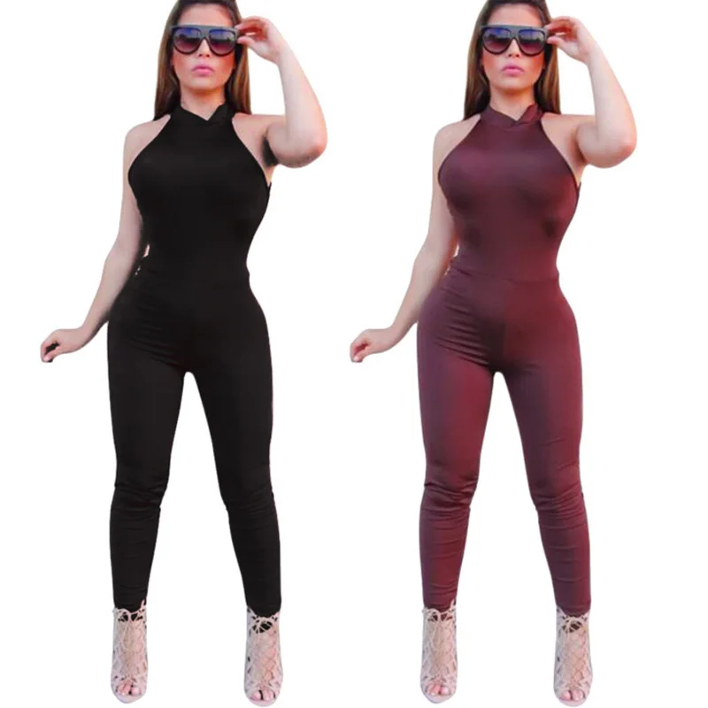 Plus Size 3XL Women's Jumpsuit Sexy Bodycon Night Club Wear Criss Cross