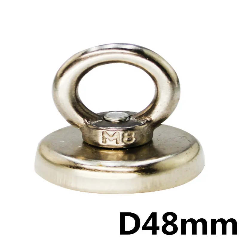 

D48mm strong powerful round neodymium Magnet hook salvage Fishing magnet sea equipments Holder Pulling Mounting Pot with ring