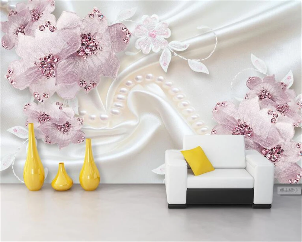 Beibehang高級ダイヤモンド花3dジュエリーテレビ背景の壁の壁画3d壁紙リビング背景壁紙壁3 D Background Wallpaper 3d Wallpaperwallpaper For Walls Aliexpress