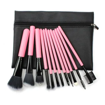 

Pro 12pcs/set Makeup Brushes Cosmetics Make up Tools Foundation Brush Face Makeup + Black Zipper Cosmetic Bag