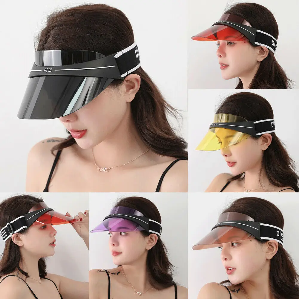 

Fashion Men Women Summer Caps Sun Hats 2019 Visor Outdoors Golf Tennis Beach Travel Summer UV Protection Transparent Cap On Sale
