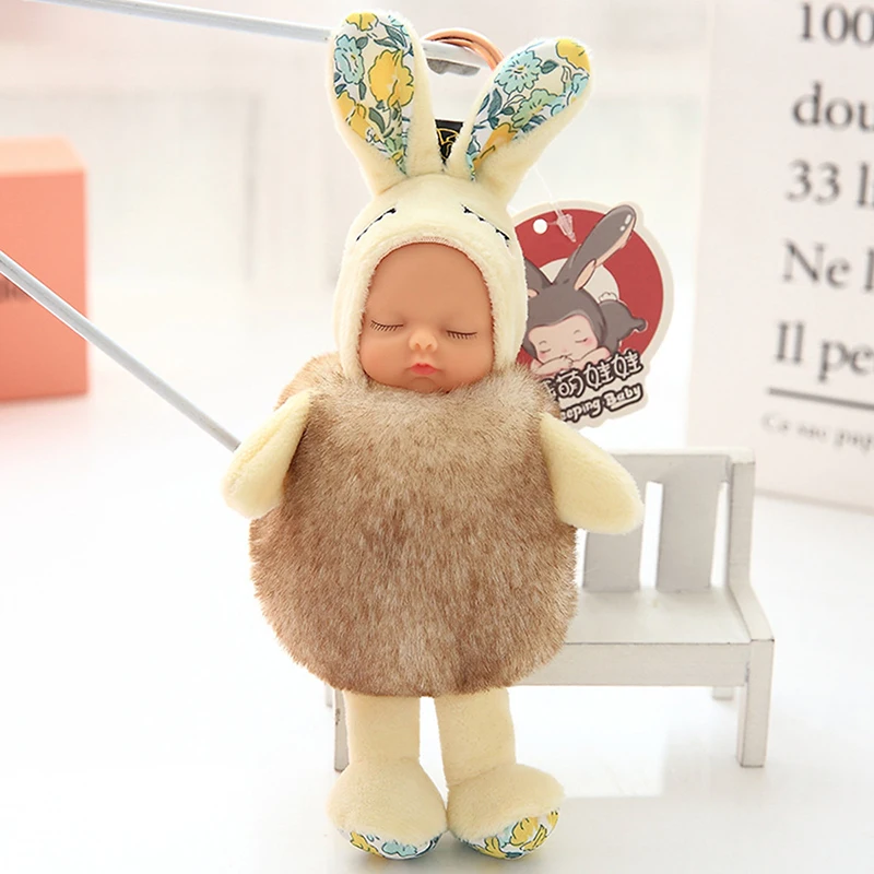 15 см милый плюшевый брелок кролик медведь игрушка сон Подвеска для детей мода чучело брелок Животное подвеска на рюкзак премиум подарок для девочек - Цвет: Золотой